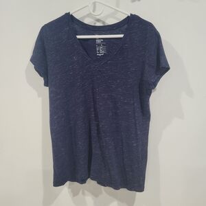 GAP Heathered Navy Essential V-Neck Short Sleeve Tee / Size Large